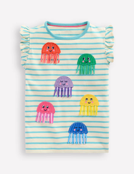 Flutter Short Sleeve T-shirt-Caribbean Blue Jellyfish