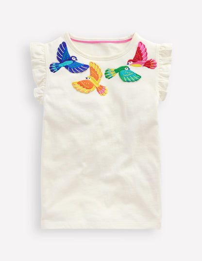 Flutter Short Sleeve T-shirt-Ivory Birds