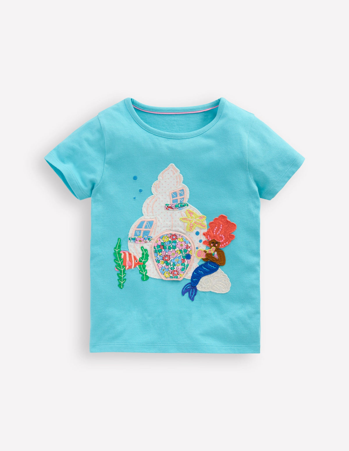 Lift The Flap Short Sleeve Top-Aquamarine Blue Mermaid - Image 1