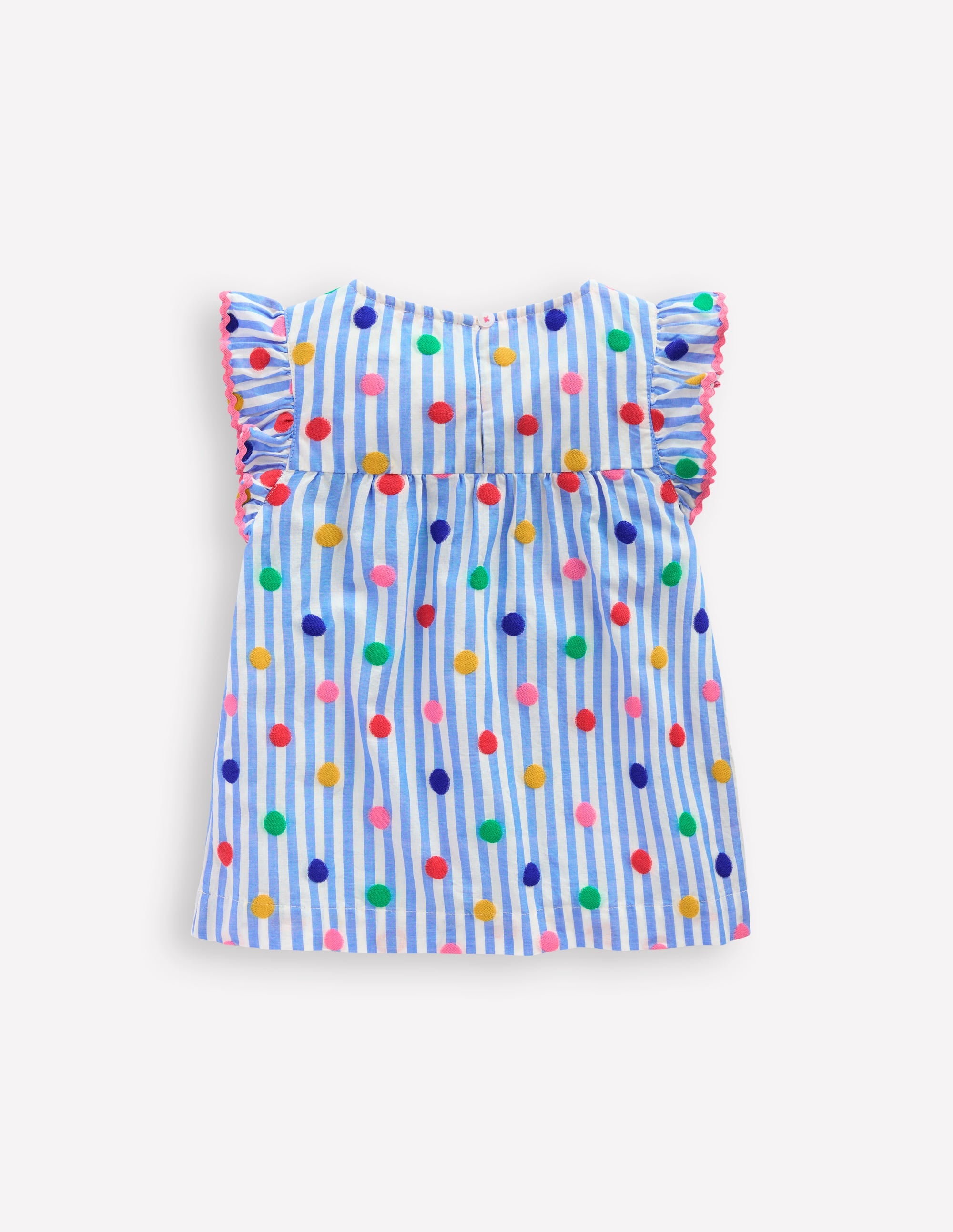 Frill Sleeve Woven Top-Peacock Plume Blue Spot - Image 2