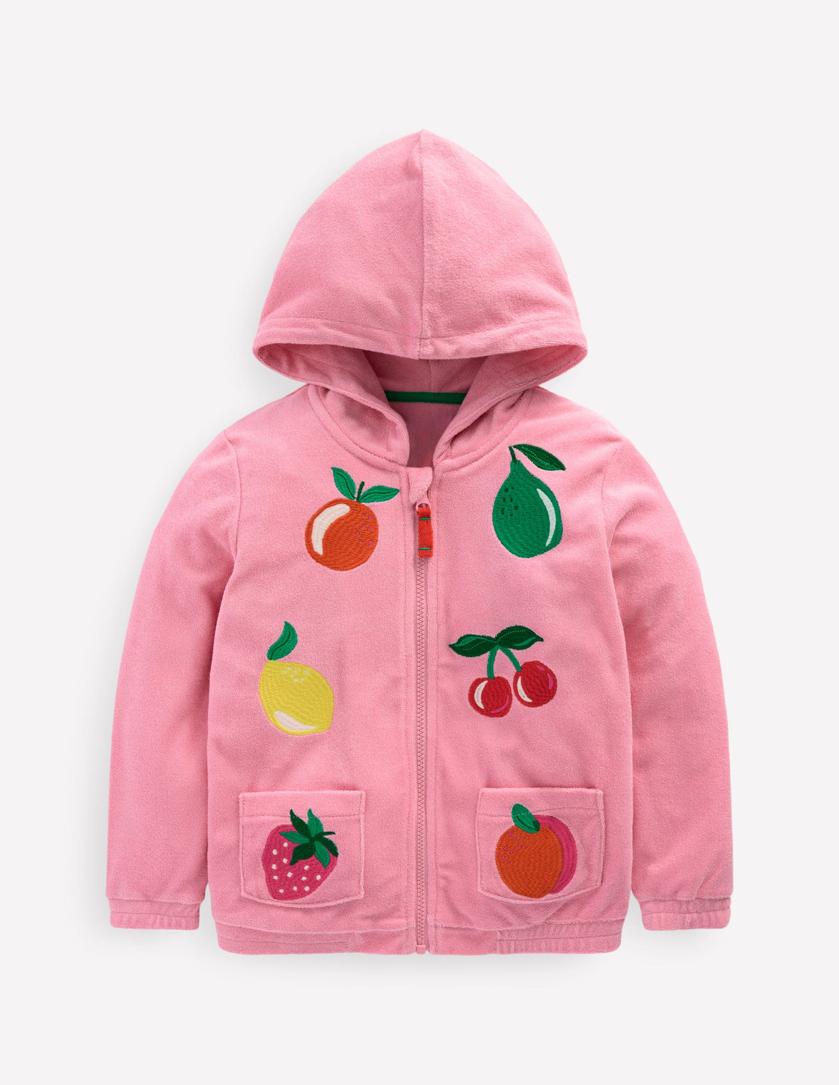 Zip-Through Towelling Hoodie-Chalk Pink Fruit - Image 1