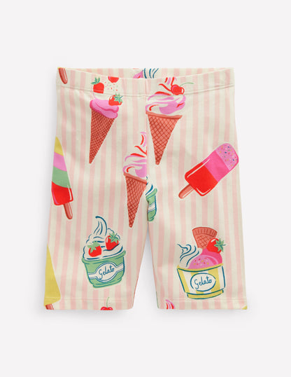 Cycling Shorts-Pink Ice Cream Stripe