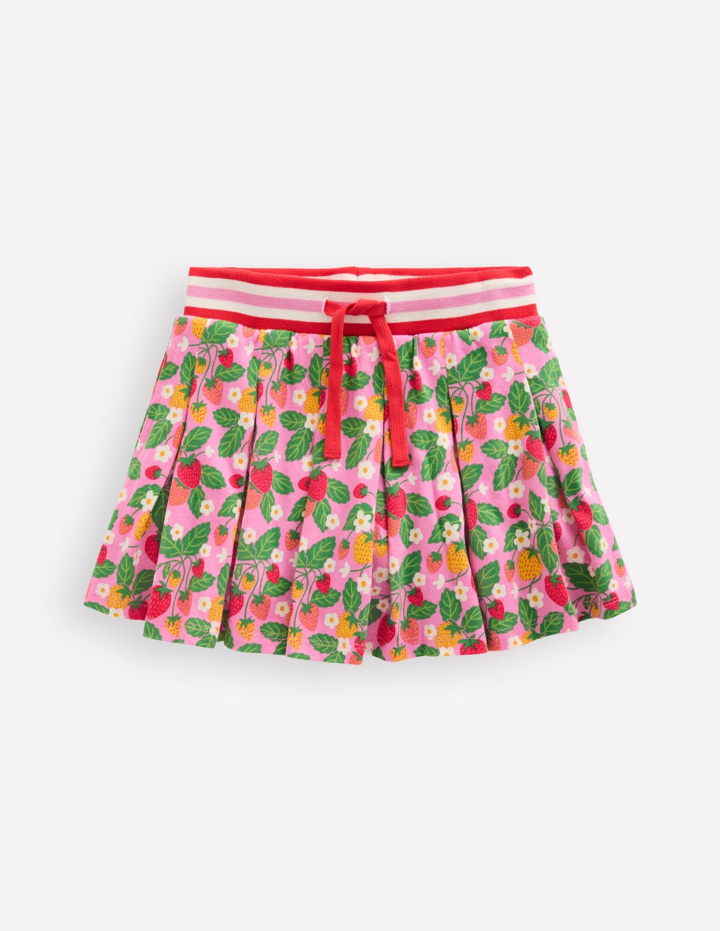 Pleated Jersey Skort-Cosmos Pink Strawberry Patch