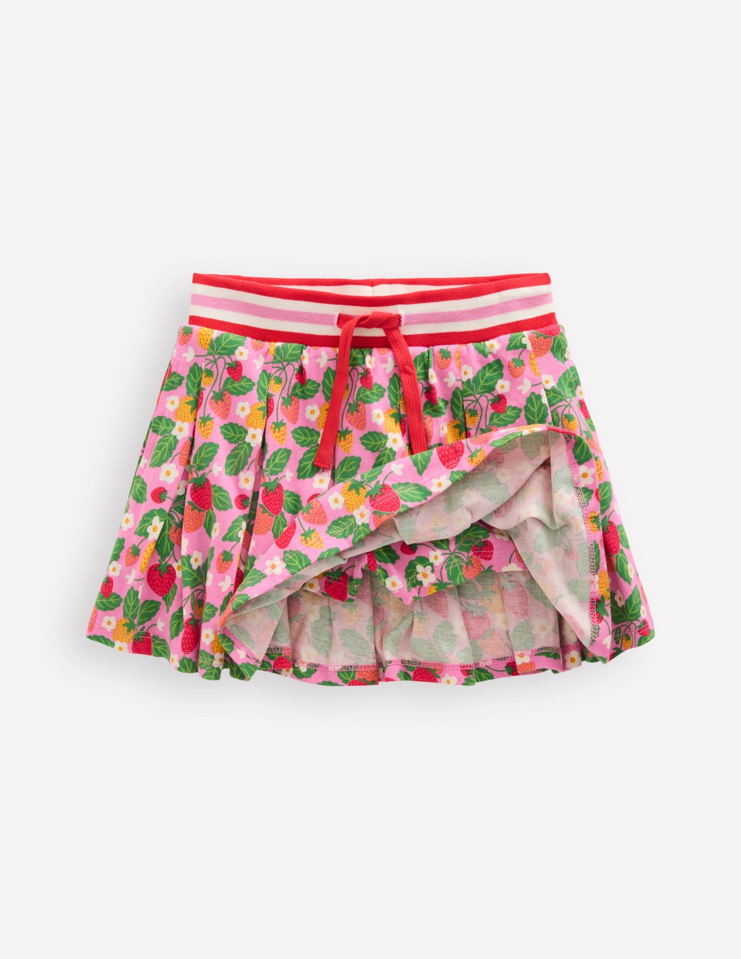 Pleated Jersey Skort-Cosmos Pink Strawberry Patch