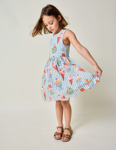 Harper Cross-Back Dress-Vintage Blue Ice Cream Stripe