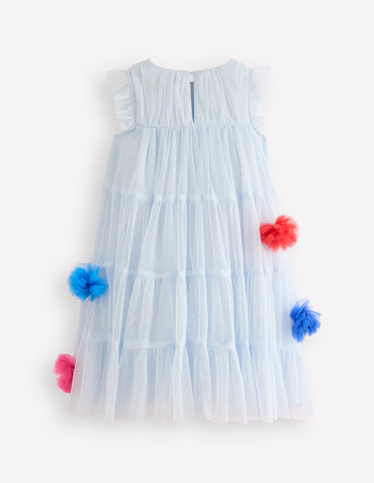 Rainbow Ombre Tulle Dress-Blue Multi Pom - Image 2