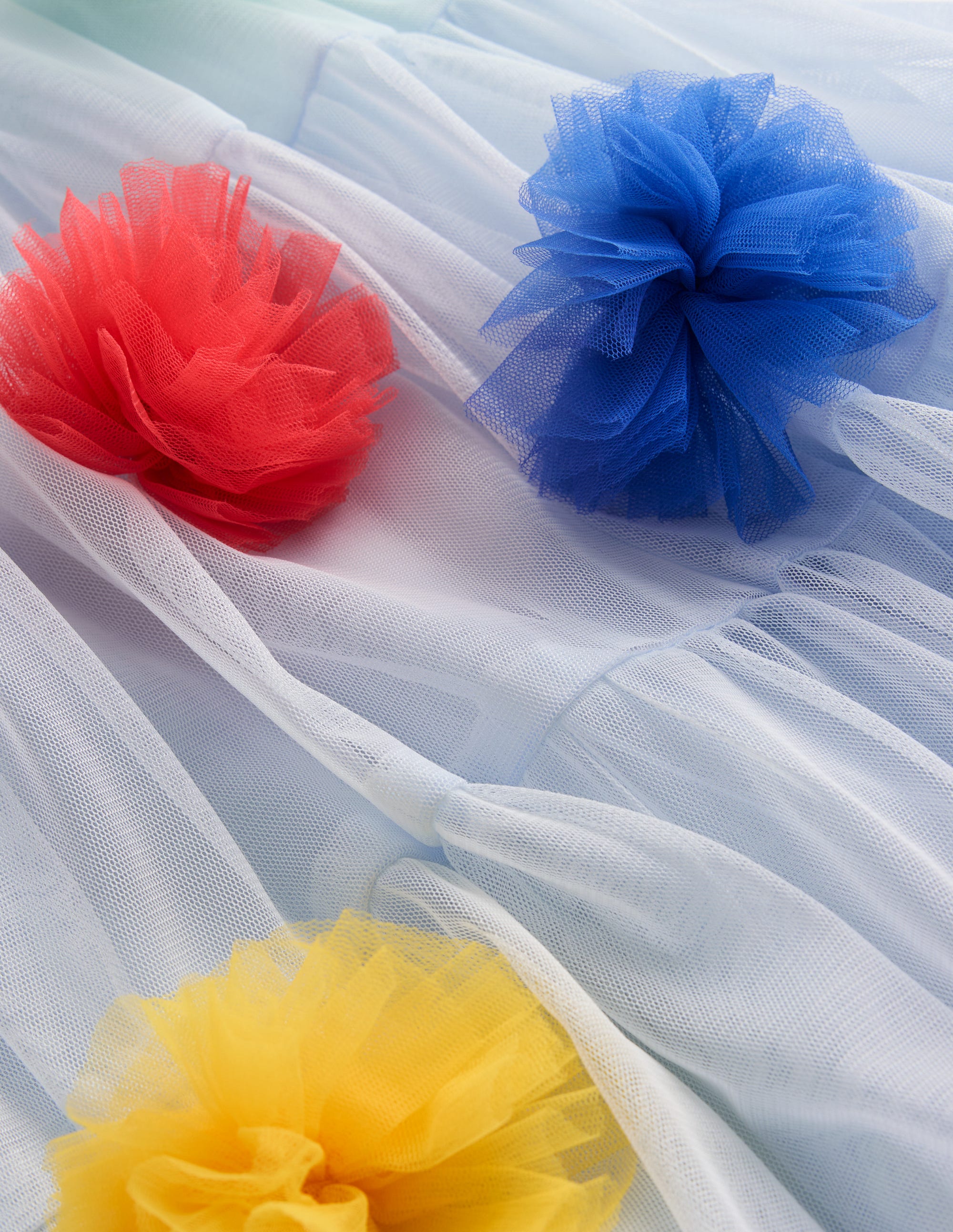 Rainbow Ombre Tulle Dress-Blue Multi Pom - Image 3