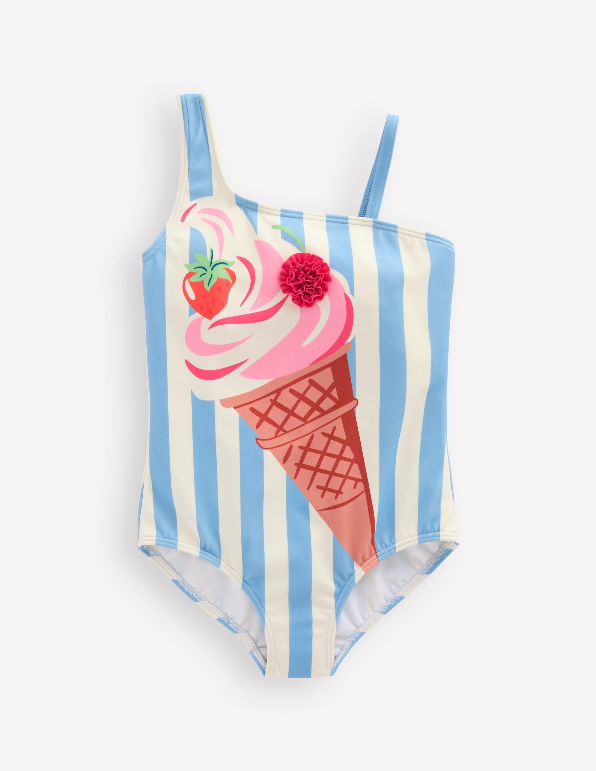 Sunday Appliqué Swimsuit-Vintage Blue Ice Cream Stripe - Image 1