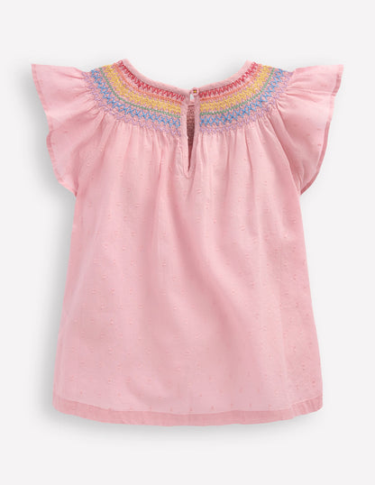 Woven Smocked Top-Vintage Pink