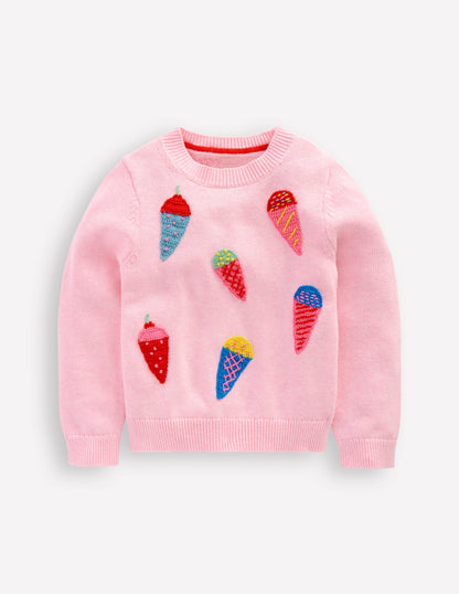 Karina Fun Crochet Jumper-Soft Pink Ice Creams