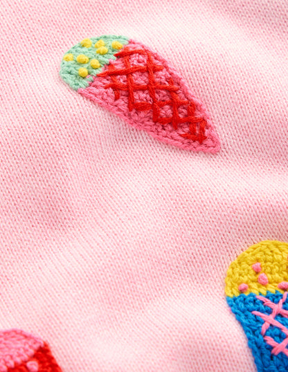 Karina Fun Crochet Jumper-Soft Pink Ice Creams