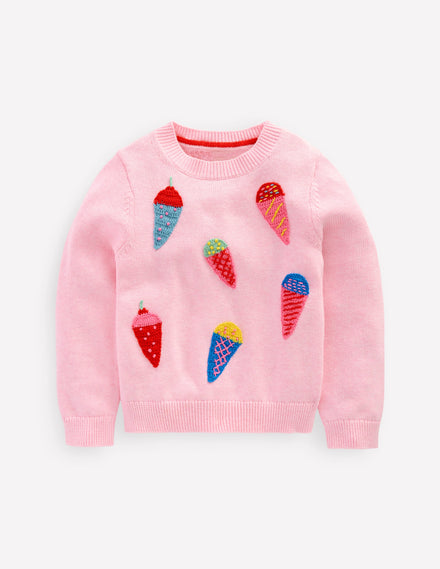 Karina Fun Crochet Jumper-Soft Pink Ice Creams