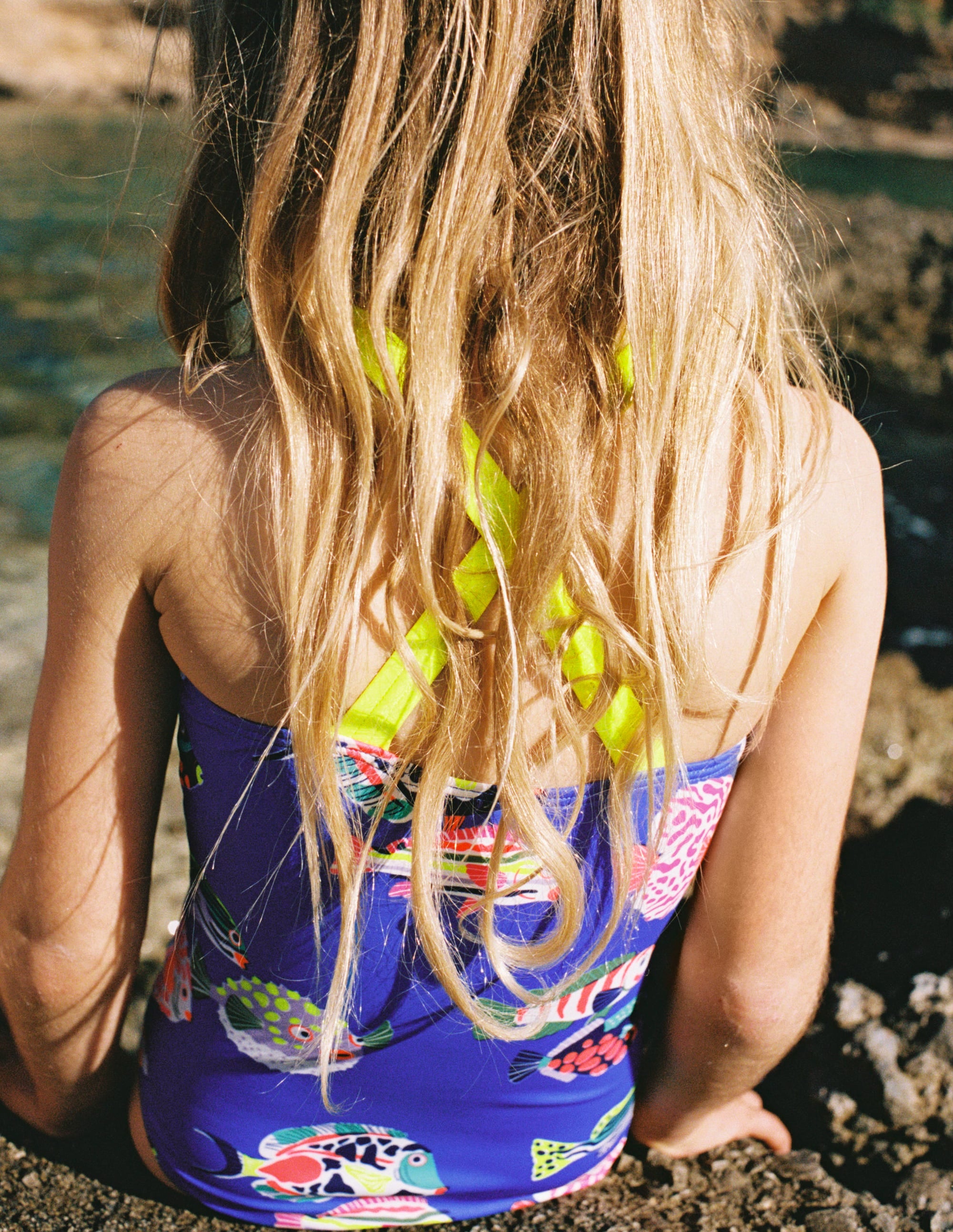 Cross-back Printed Swimsuit-Blue Heron Fish - Image 5