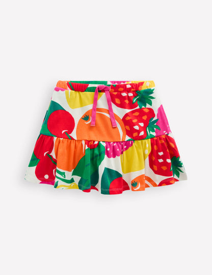 Tiered Jersey Skort-Multi Giant Fruit