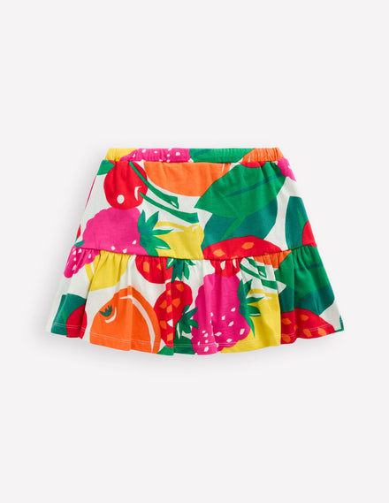 Tiered Jersey Skort-Multi Giant Fruit