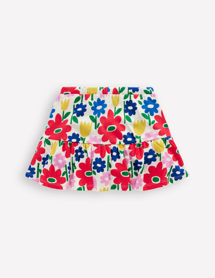 Tiered Jersey Skort-Multi Pop Flower