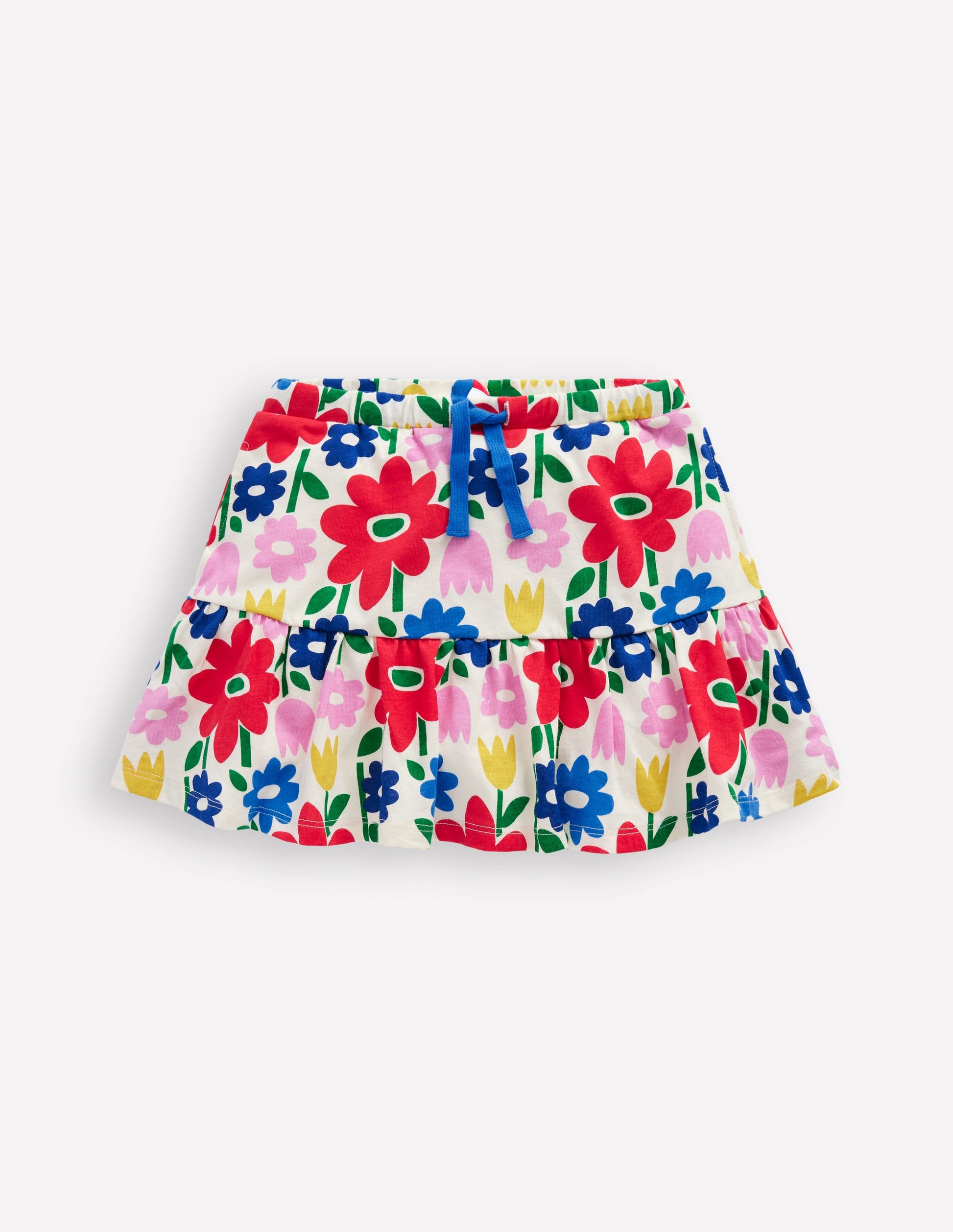 Tiered Jersey Skort-Multi Pop Flower-1
