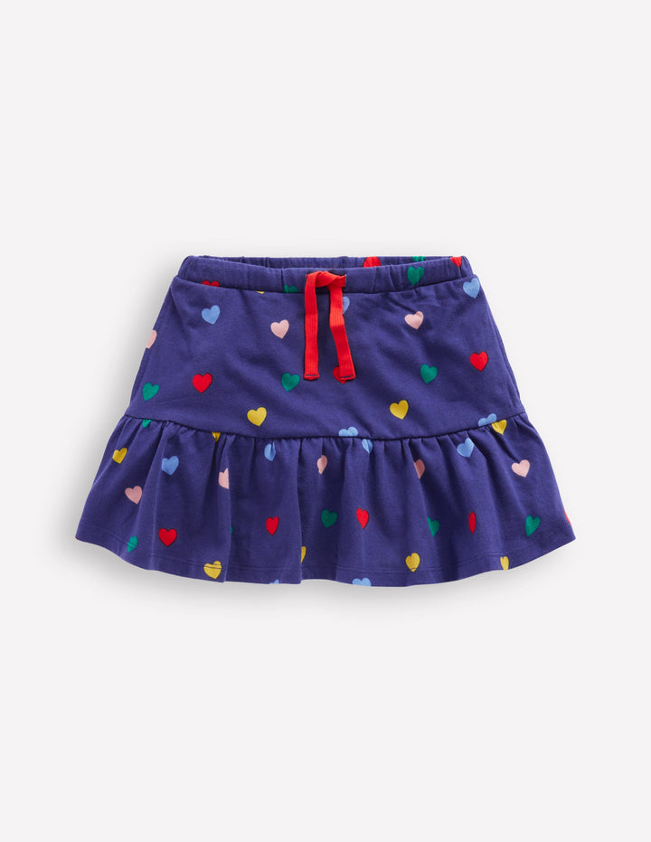 Tiered Jersey Skort-Starboard Blue Multi Hearts