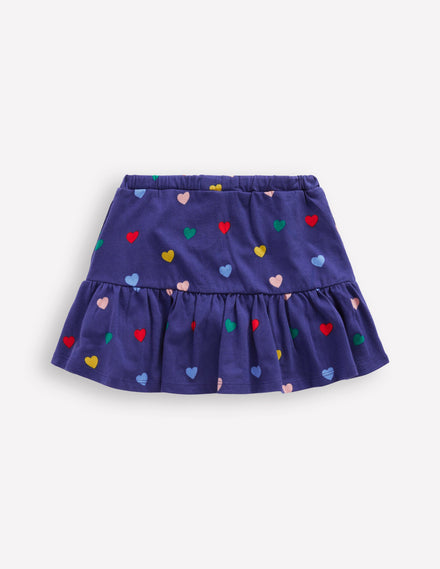 Tiered Jersey Skort-Starboard Blue Multi Hearts