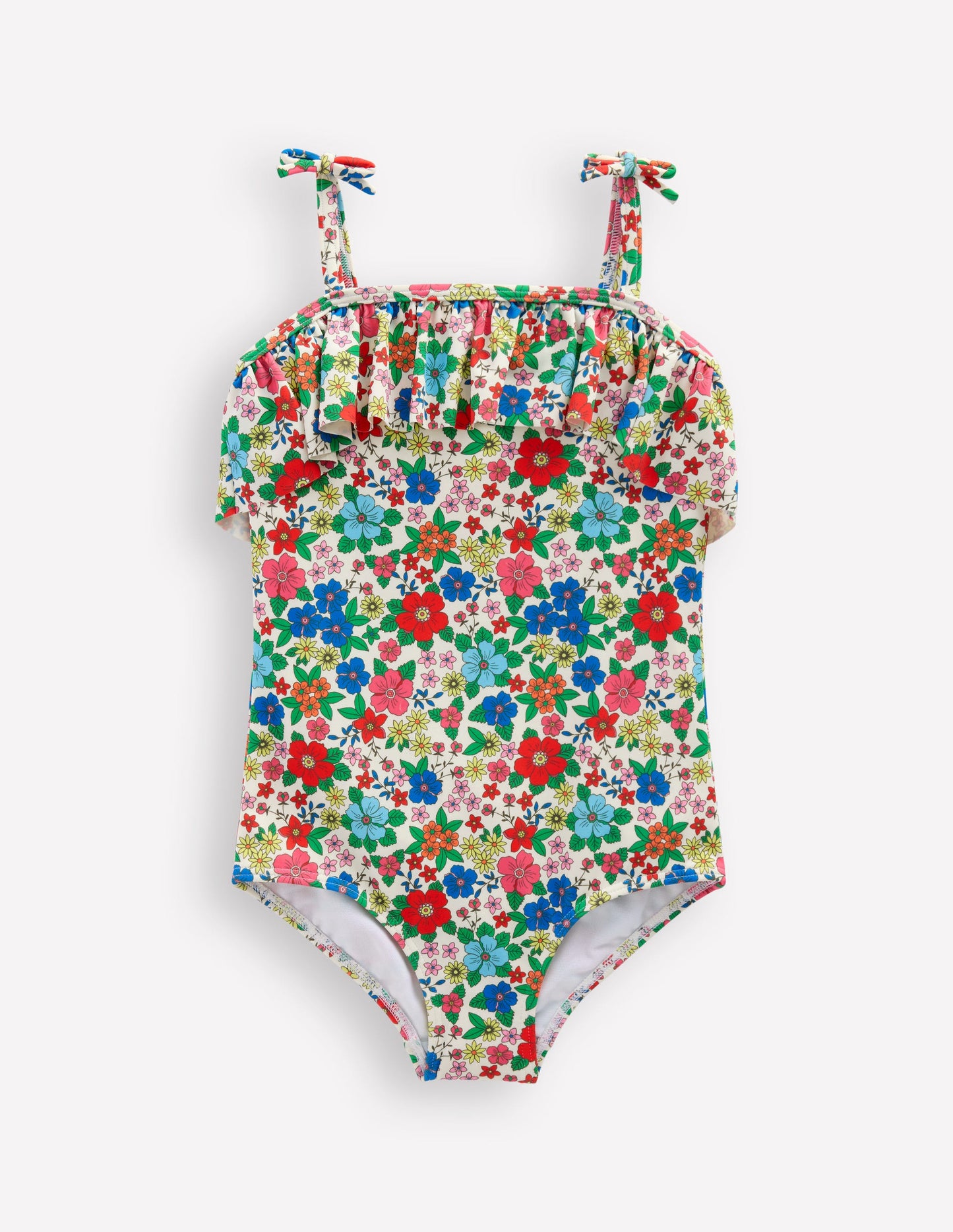 Frill Tie Detail Swimsuit-Multi Holiday Flowerbed