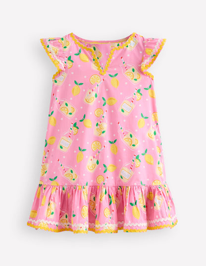 Emmy Woven Beach Dress-Chalk Pink Lemonade