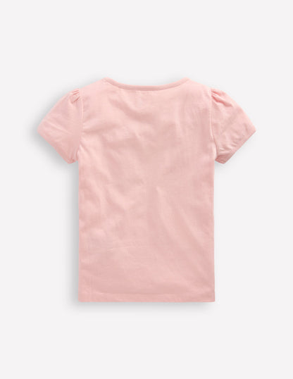 Puff Sleeve Appliqué T-shirt-Chalk Pink Lemonade Bunny