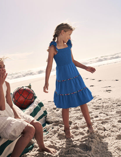 Addison Twirly Pom Dress-Bright Blue-1