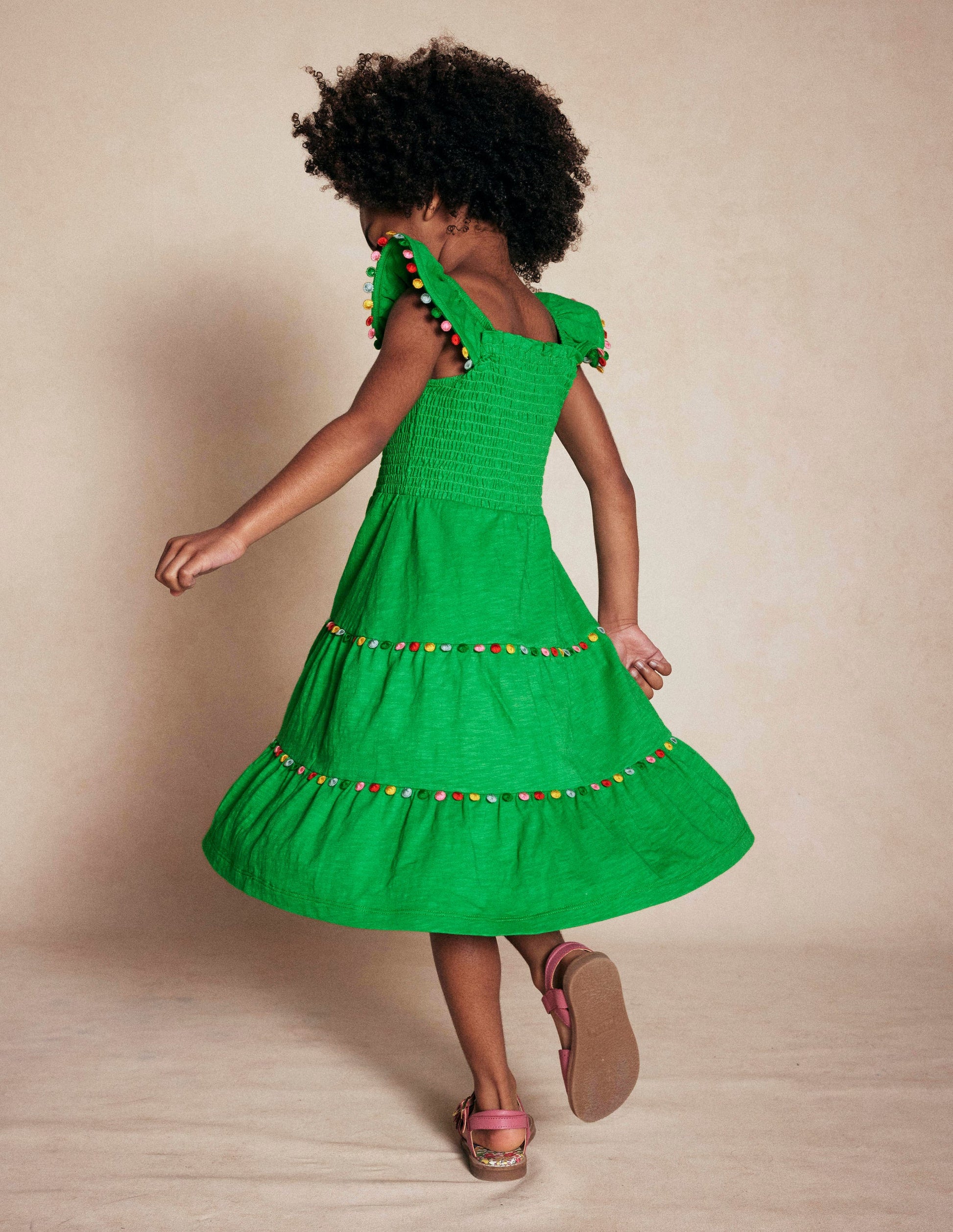 Addison Twirly Pom Dress-Sapling Green-1