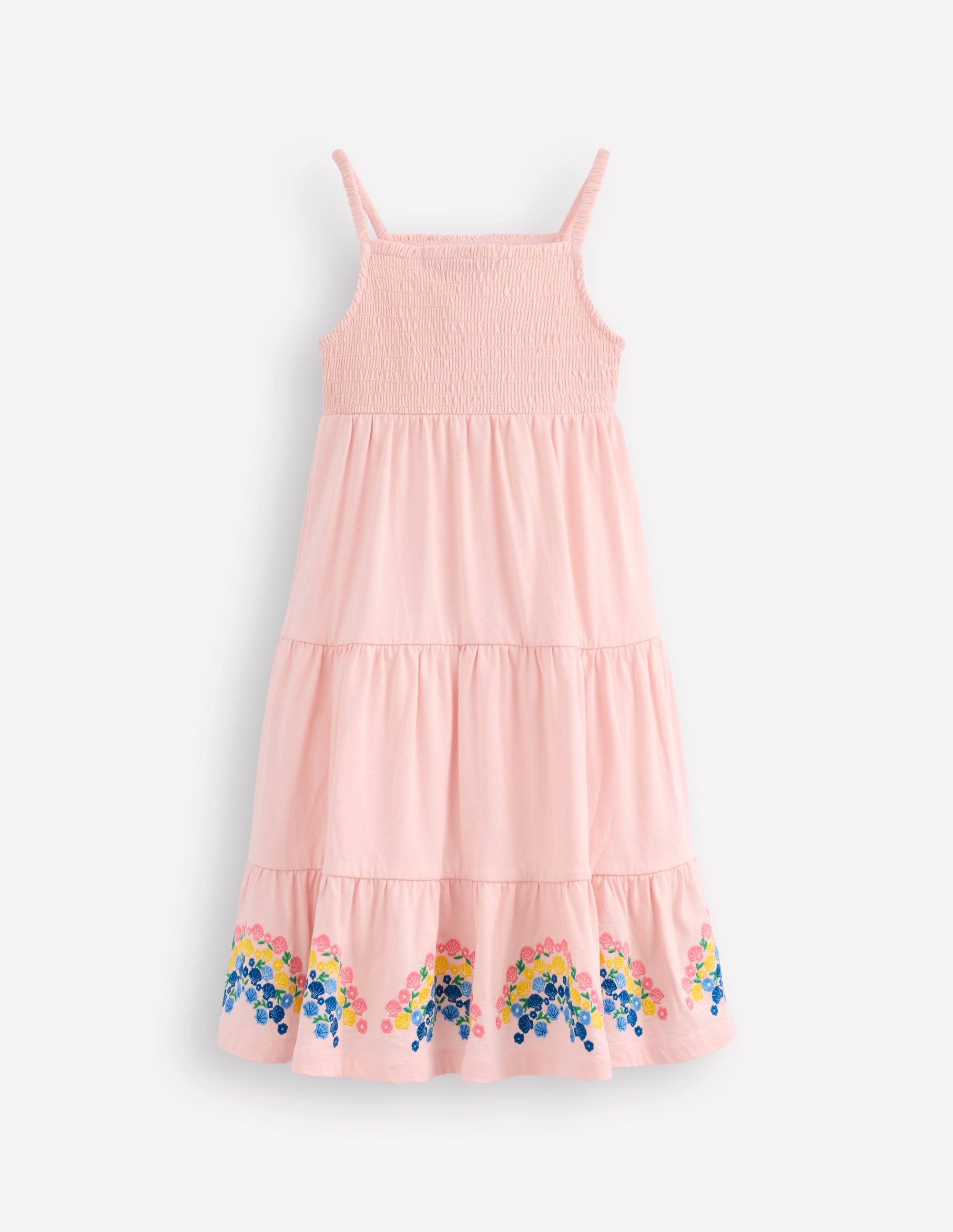 Enza Broderie Hem Jersey Dress-Chalk Pink Rainbows - Image 2