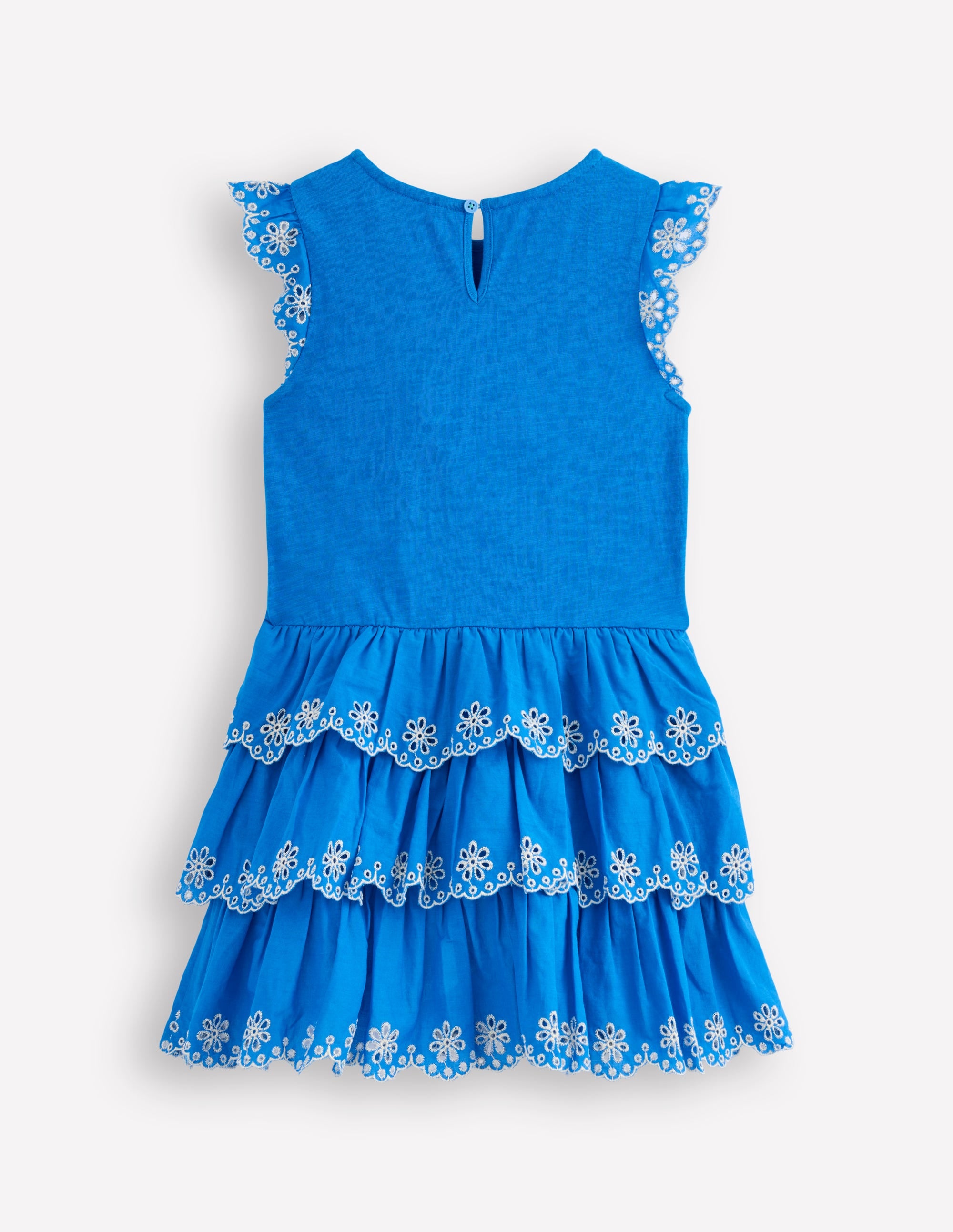 Broderie Mix Jersey Dress-Cerulean Blue - Image 2
