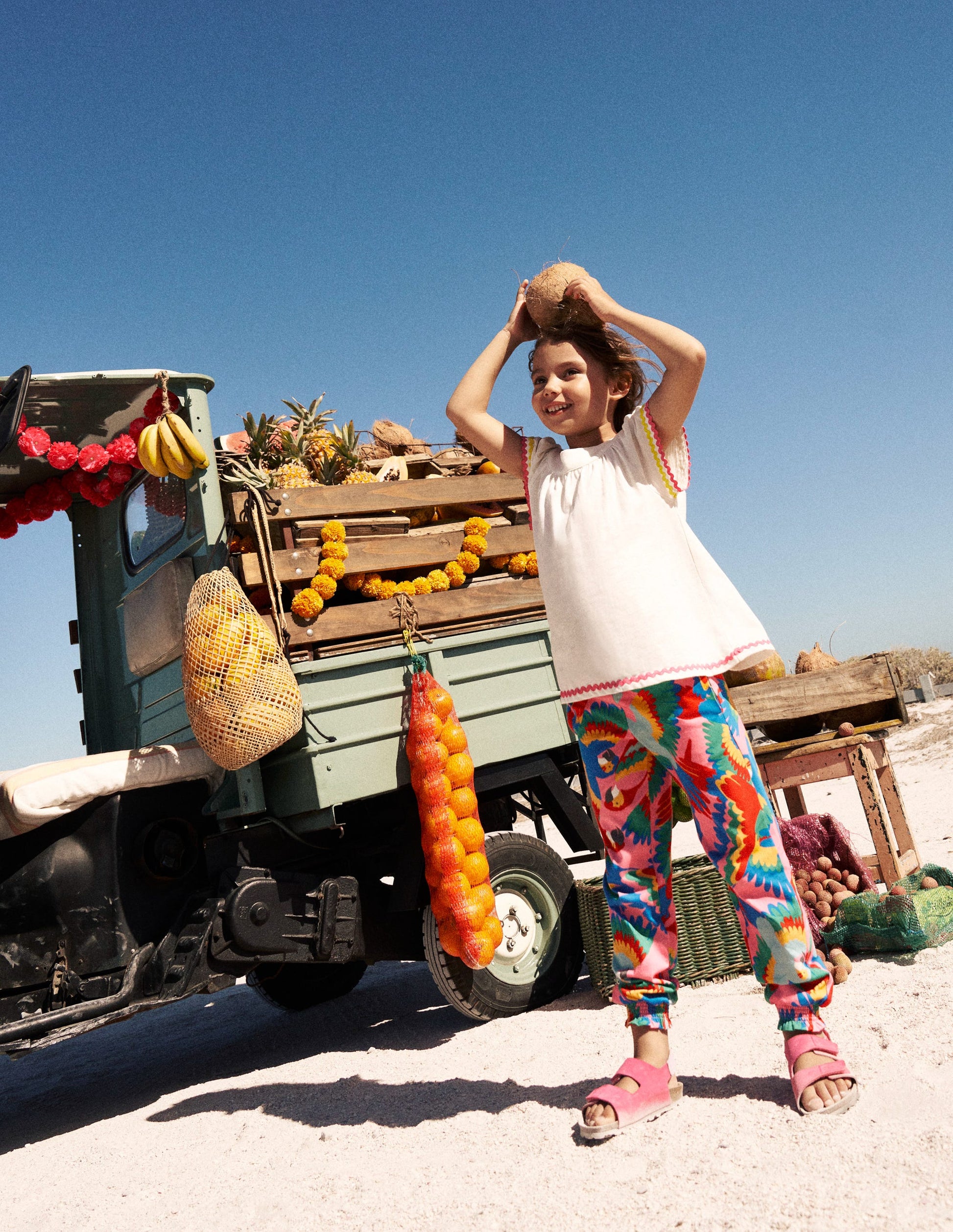 Holiday Trousers-Multi Rainbow Parrot-1