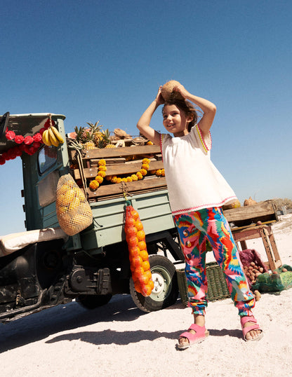 Holiday Trousers-Multi Rainbow Parrot-1