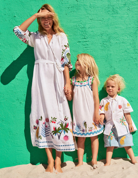 Maribel Strappy Swing Sundress-Soft Ivory Multi Jungle