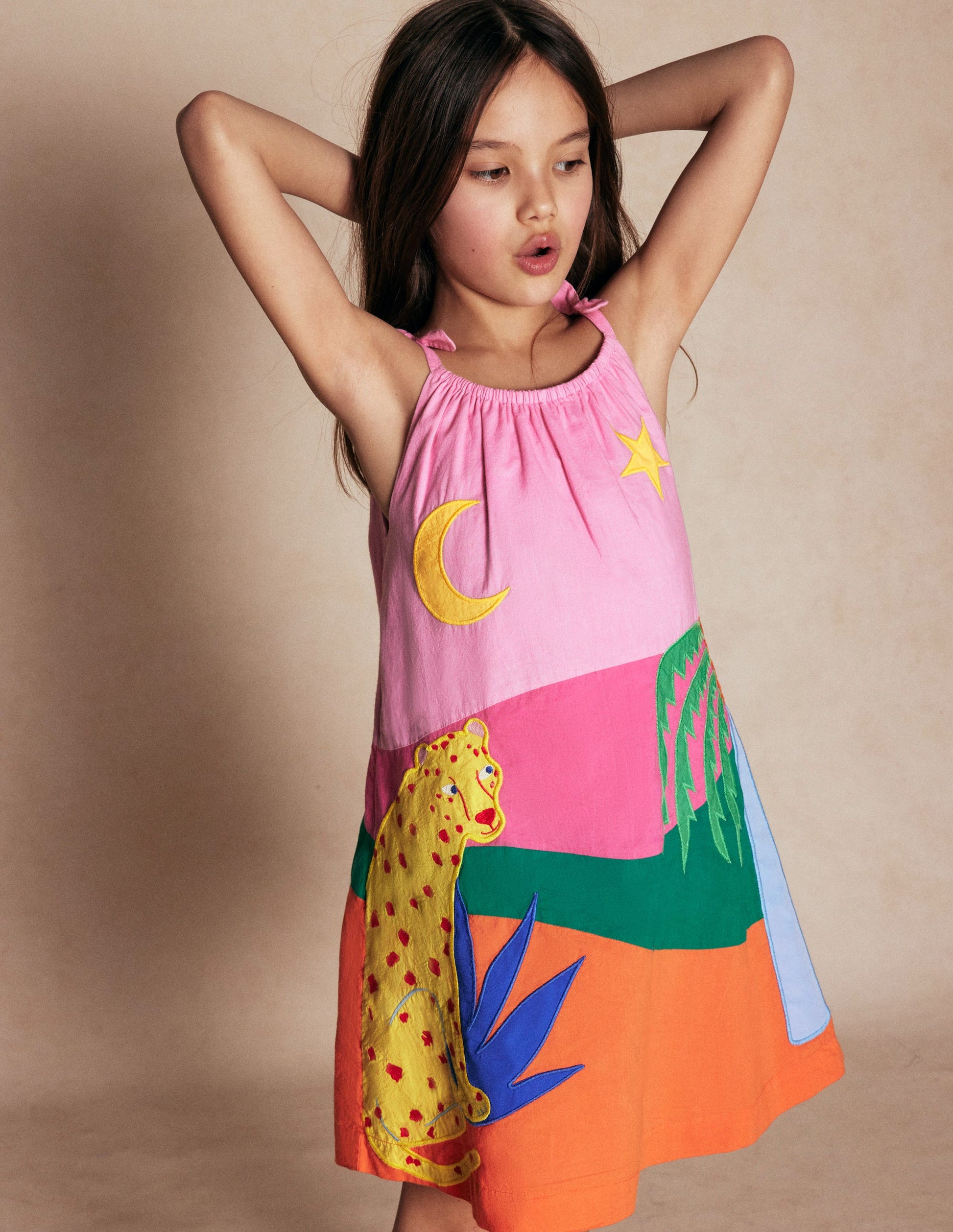 Strappy Appliqué Dress-Vintage Mauve-1