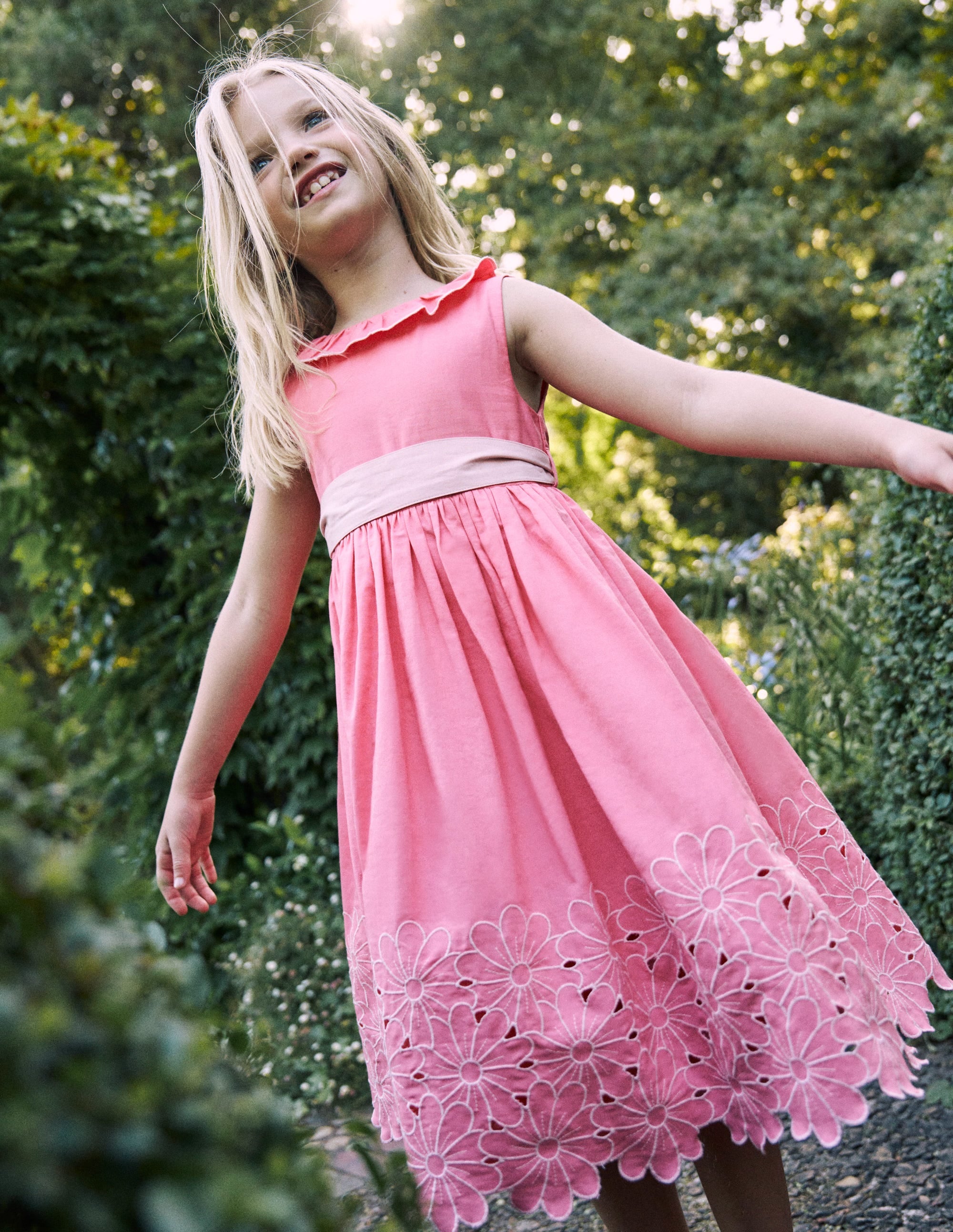 Flower Hem Occasion Dress-Salmon Pink - Image 5
