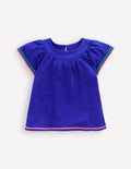 Trim Detail Pretty Top-Bright Blue