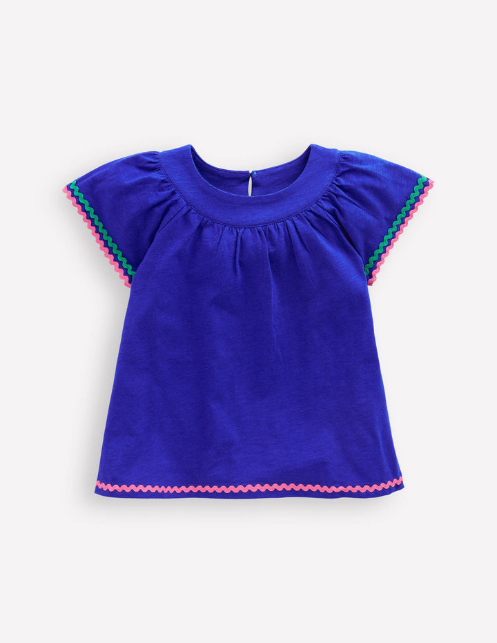 Trim Detail Pretty Top-Bright Blue