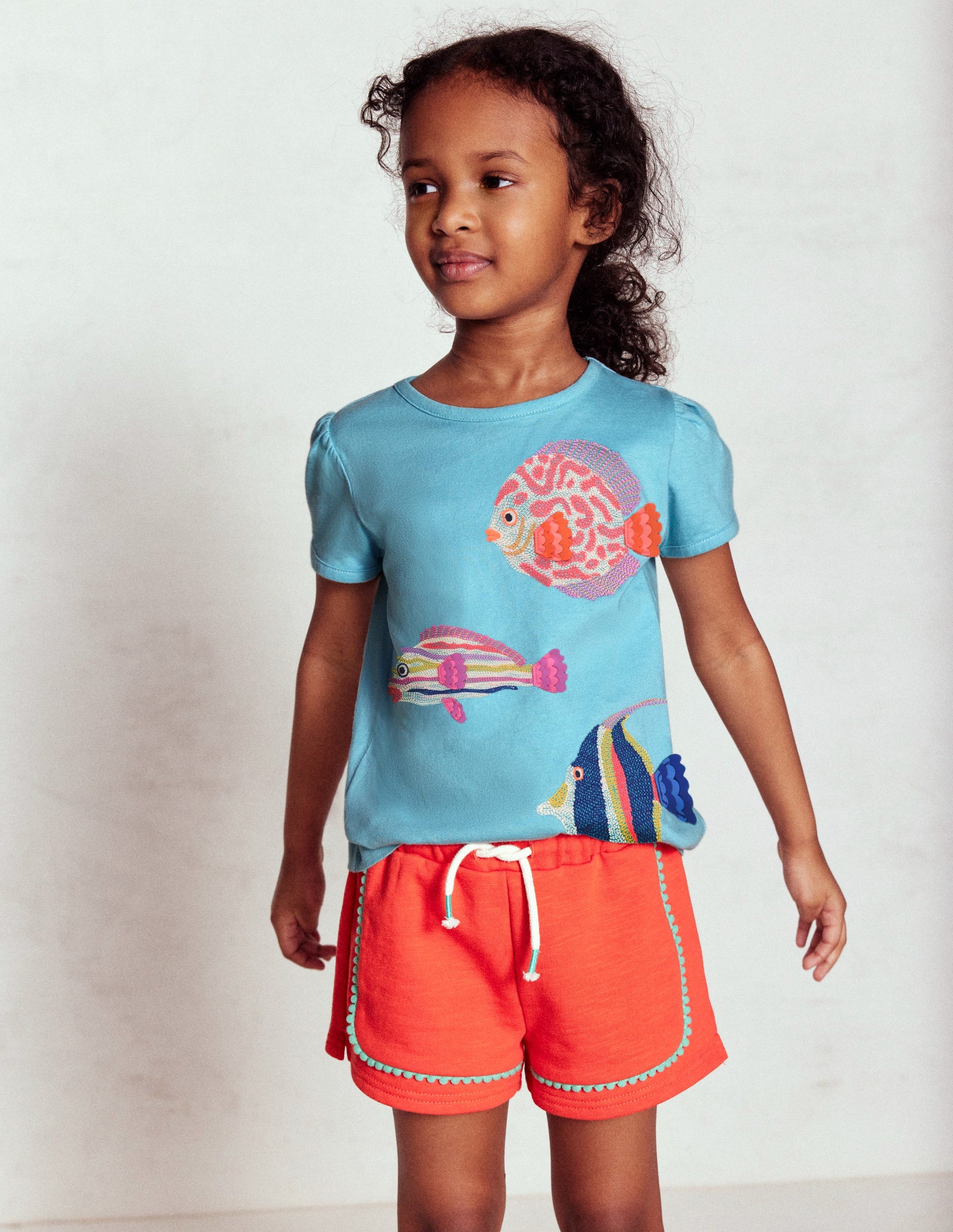 Pom Trim Jersey Short-Firecracker Red-4
