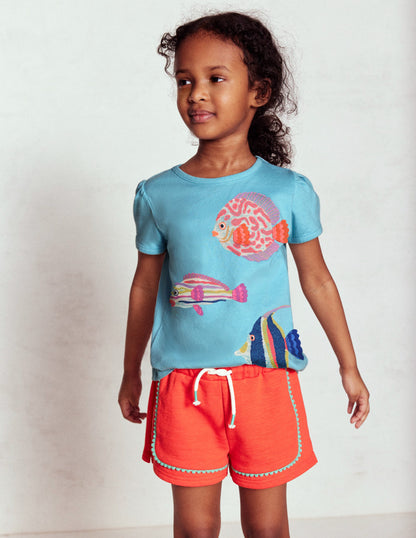 Pom Trim Jersey Short-Firecracker Red-4