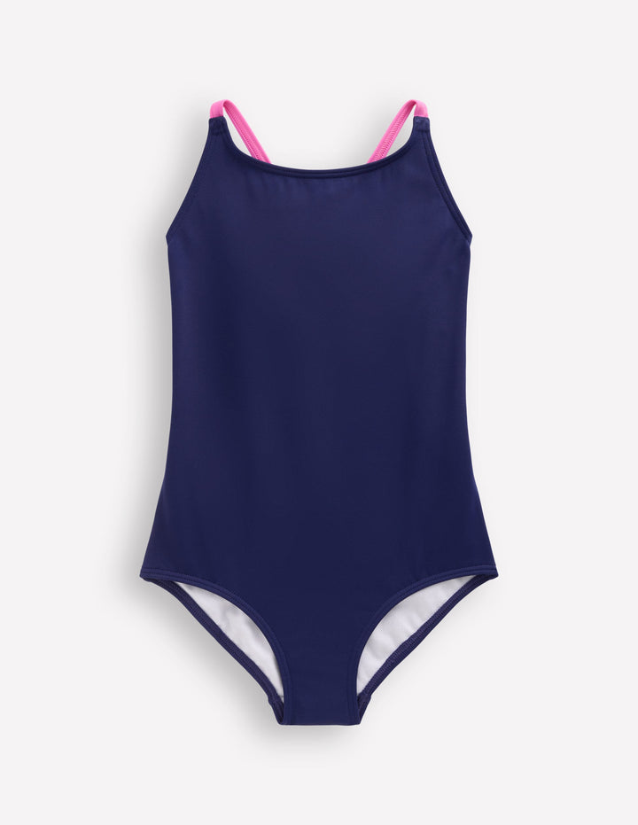 Selena Rainbow Strap Swimsuit-College Navy