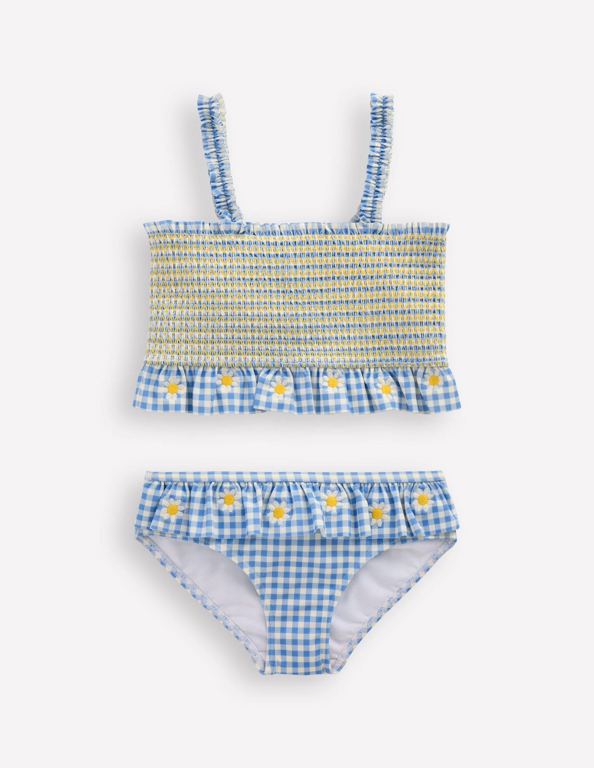 Pretty Peplum Bikini-Smocked Gingham Daisy - Image 1