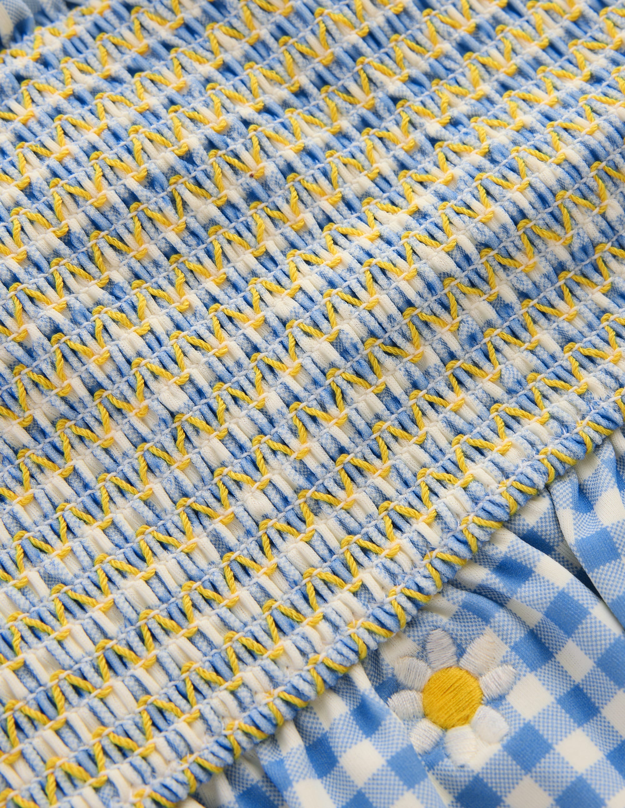 Pretty Peplum Bikini-Smocked Gingham Daisy - Image 3