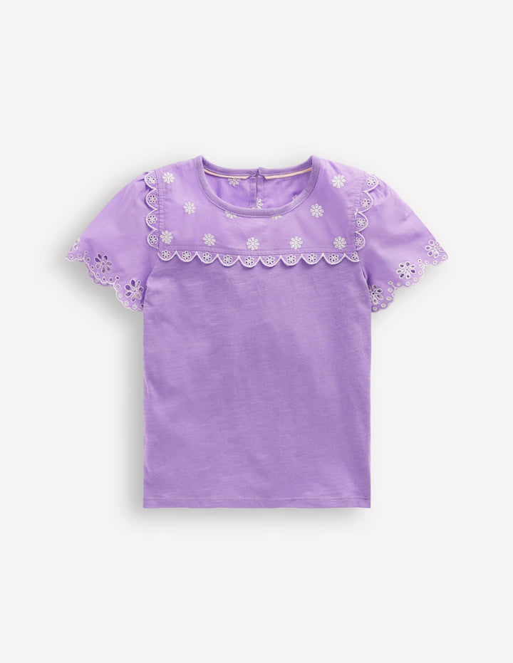 Broderie Sleeve Tee-Aster Purple
