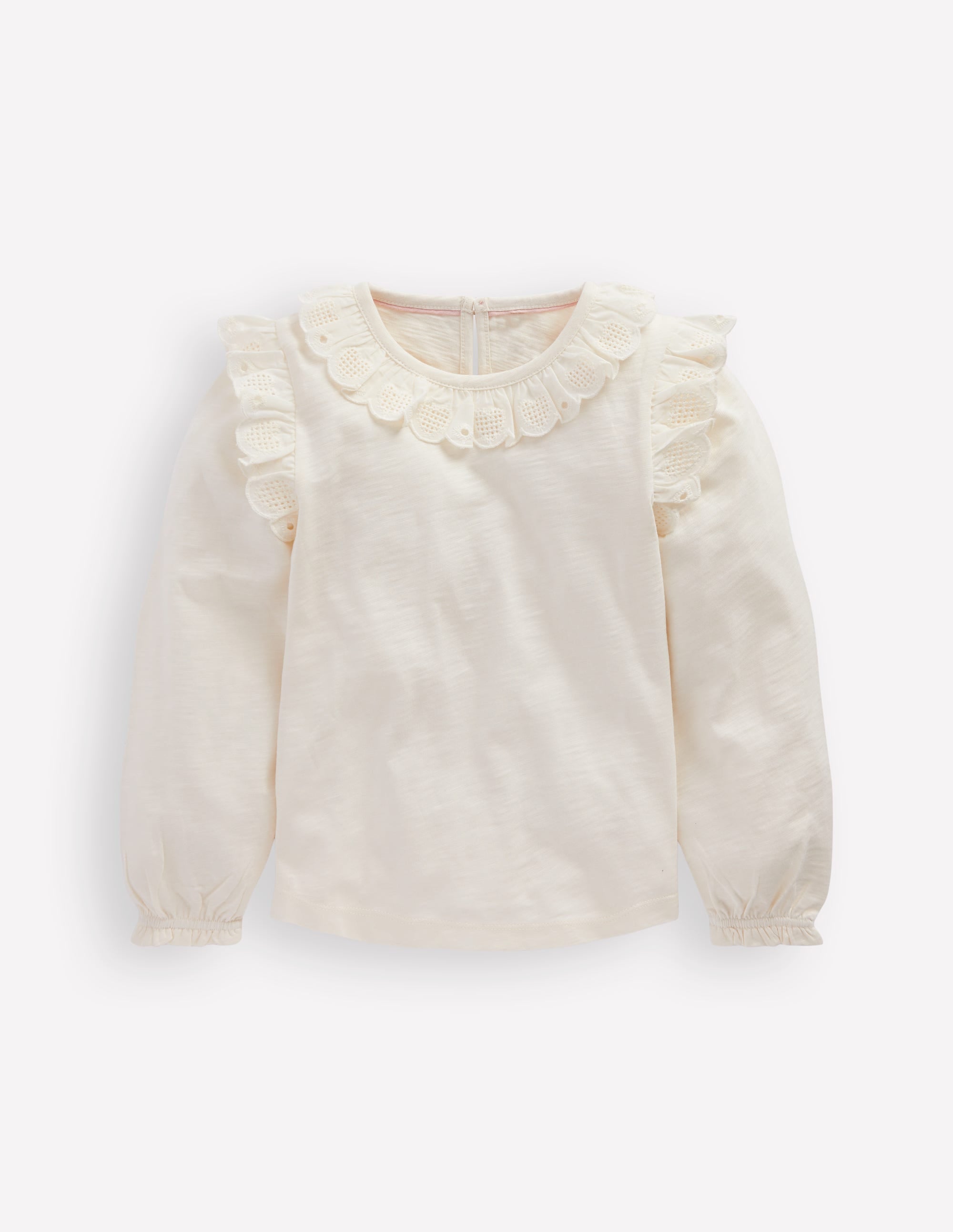 Broderie Heart Trim Top-Soft Ivory - Image 1