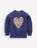 Bobbie Appliqué Sweatshirt-Starboard Blue Hearts