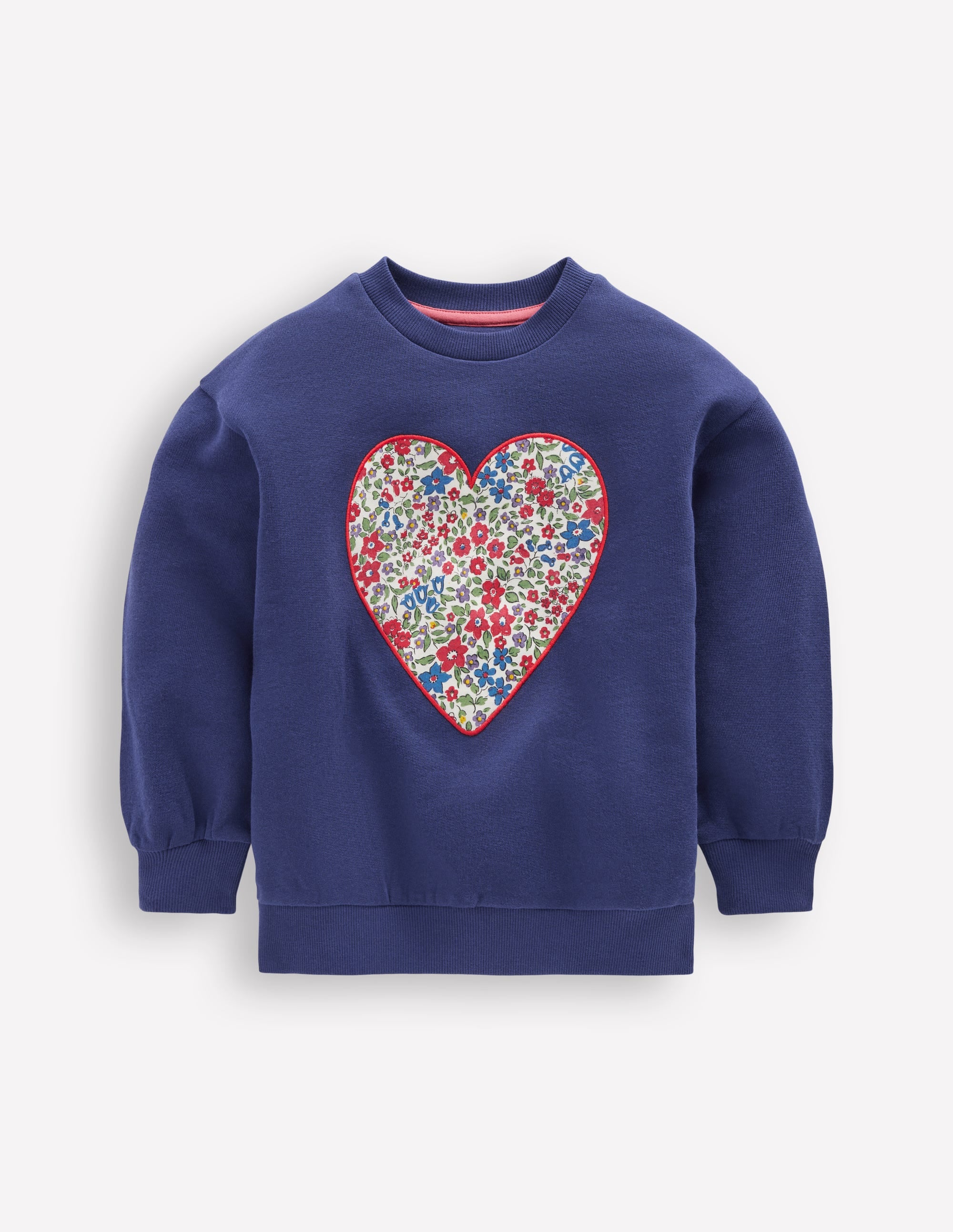 Bobbie Appliqué Sweatshirt-Starboard Blue Hearts - Image 1