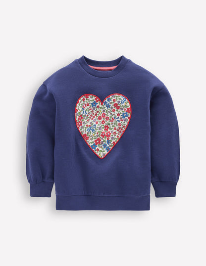 Bobbie Appliqué Sweatshirt-Starboard Blue Hearts-2