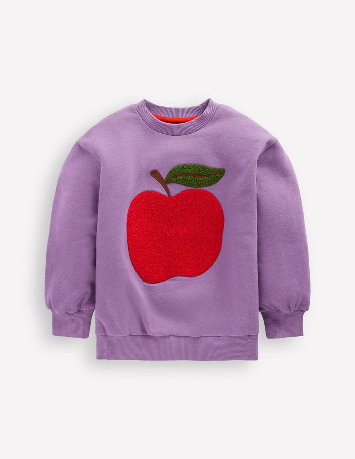 Bobbie Appliqué Sweatshirt-Aster Purple Apple