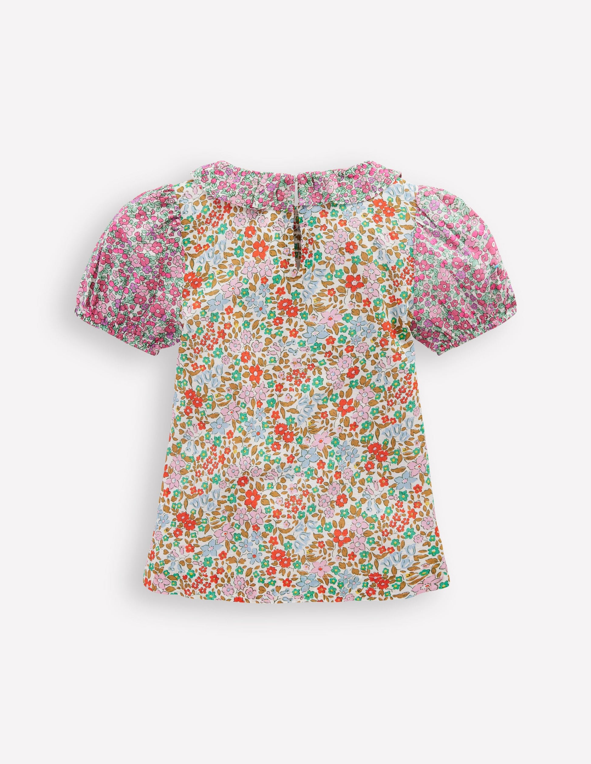 Smocked Frill Neck Blouse-Hotchpotch Floral-3
