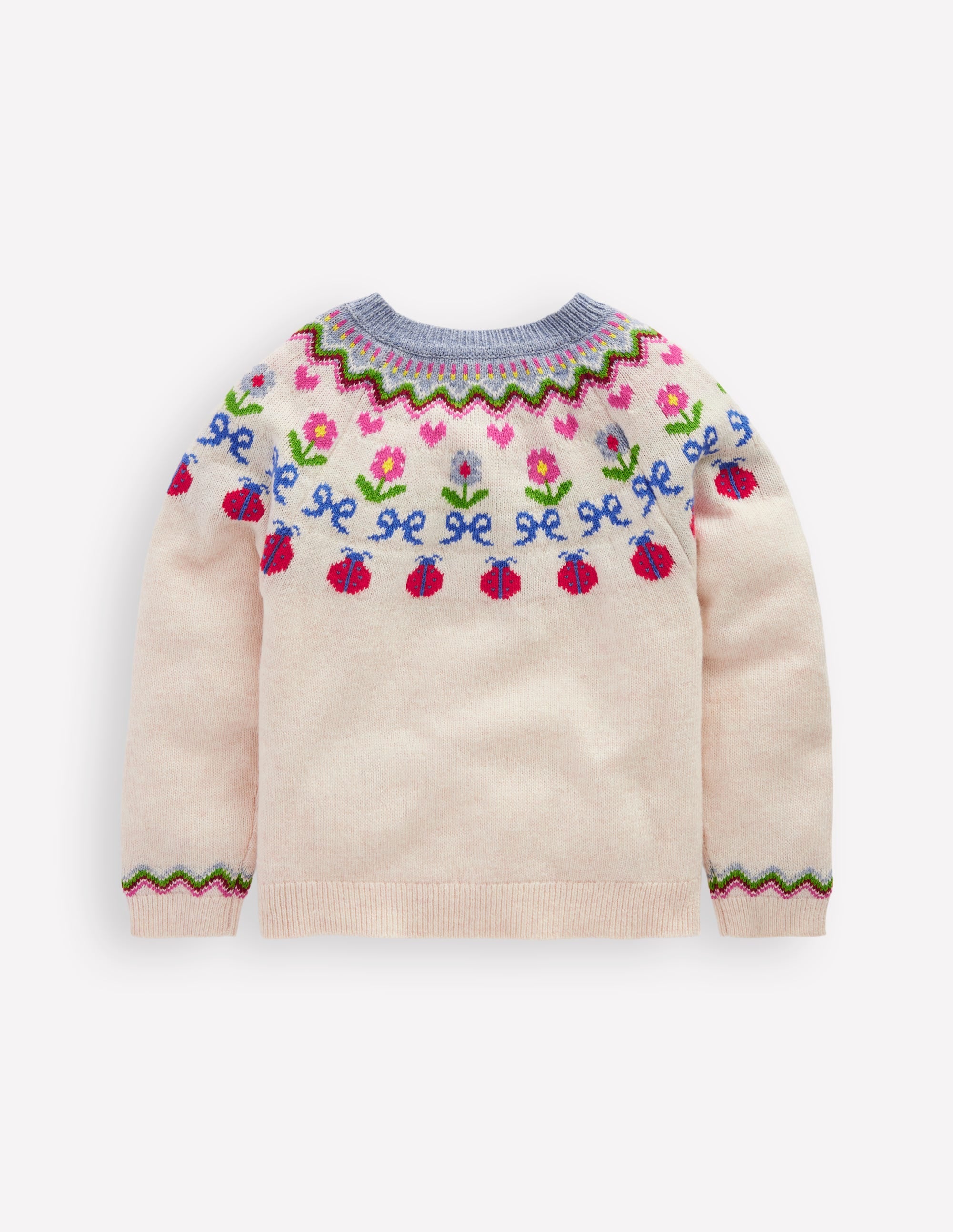 Edie Fair Isle Cardigan-Ecru Marl Flowers - Image 2